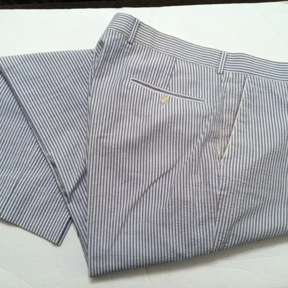 HASPEL MEN'S PRE-OWNED 100%COTTON SEERSUCKER CASUAL PANTS SIZE: 38/33 - Picture 4 of 6